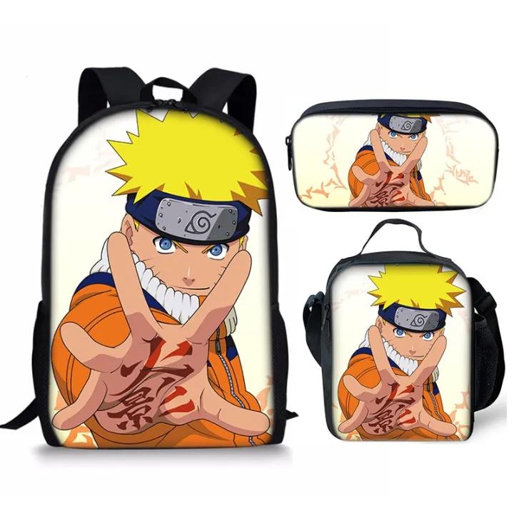 Bandai%20Naruto%20School%20Bag%20Printed%20Lunch%20Bag%20Pencil%20Case%20Backpack%20Three-piece%20Set%20Gifts%20Backpack%20Lightening%20Zipper%20Shoulders%20-%20Image%202