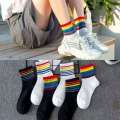 Soft autumn winter combination high anti odor and sweat absorbing mid tube Zhuji mens womens trendy socks. 