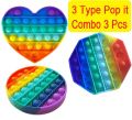 Pop it 3 variants Fidget Toy Rainbow Known from TikTok Sensory Toys for Autism, Fidget Toys for Anxiety, Stress Relief Toys, Simple Dimple Fidget Toy Pops, Push Pop Bubble Fidget Sensory Toy - Baby Toys - Baby Toys. 