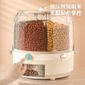 New Rice Bucket Household Rotatable Sealed Insect-Proof Moisture-Proof Multi-Functional Multi-Grid Rice Noodle Storage Box Rice Container.