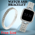 LED Display Digital Touch Screen Wristwatch & Bracelet For Women 2Pcs Combo.