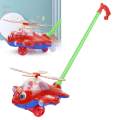 Push Along Walking Toy Educational Helicopter Hand Pushing Toy for Gifts. 