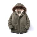 Boys Jacket 2-14 Years Old Resist The Severe Cold Heavy Thick Plus Velvet High Quality Long Hooded Coat For Kids Windbreaker.