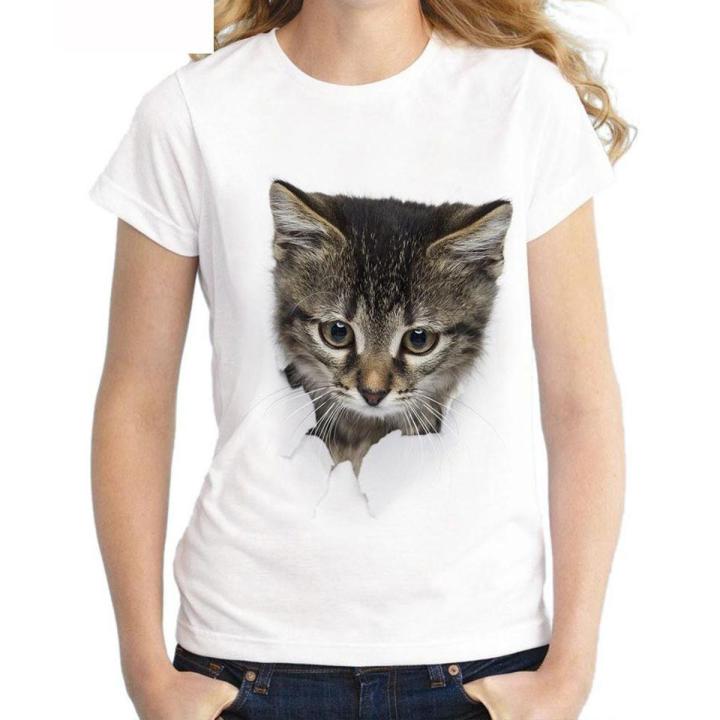 3D Printed Cat Design Women T-Shirt