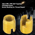 10pcs M8 x M5 Self Tapping Threaded Insert 302 Slotted Type Screw Bushing for Thread Repair. 