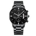 Nibosi Metal Steel Strap Date Quartz Watch Men'S Business Watches 30M Waterproof Three-Eyes Six-Needle Calendar Nightlight. 