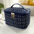 New Korean plaid portable small fragrance makeup bag Large capacity portable toiletry storage bag makeup box travel.
