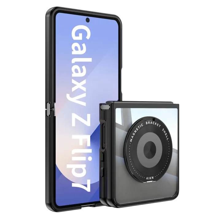 HODON%20360%C2%B0%20Rotatable%20Magnetic%20Kickstand%20Phone%20Case%20for%20Samsung%20Galaxy%20Z%20Flip%207%206%205%20TPU+PC%20Clear%20Shockproof%20Cover%20-%20Image%206