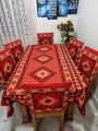 Screen Print Dining Table Runner And 06 Chair Cover. 