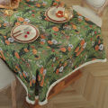 New vintage oil painting style tablecloth, TV cabinet cover towel, American jacquard cotton linen cover cloth, household rectangular tablecloth. 
