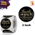 500 pieces 1 Inch/ 1.5 Inch/ 2 Inch Black Thank You Order Stickers Decorative Thank You Label Sticker Stationery, Business Packaged, Gift Wrapped, Handmade and Food Sticker.