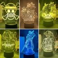 ONE PIECE Anime Night 3D LED Lamp Night Lamp Desktop 7/16 Color Touch Color Chang Light Children Toy Birthday ChristGifts.