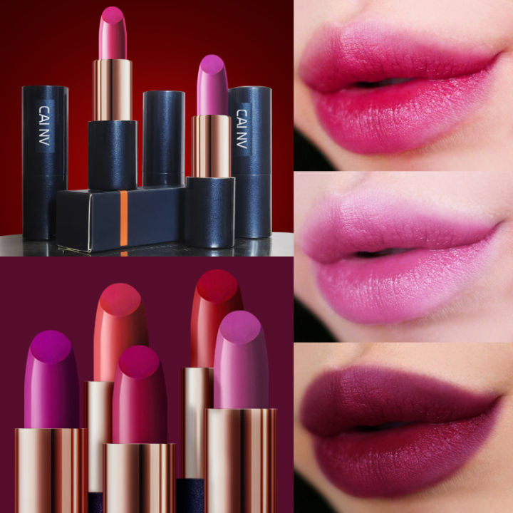 Rose Red Lipstick Barbie Powder Plum Color Gray Pink Grape Purple Dragon Fruit Color Light Pink Lipstick Makeup Cosmetic