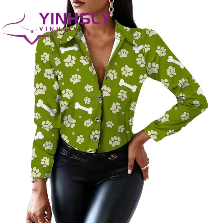 Casual Shirt Slim Fit Milk Cow Printing Casual Office Shirt Top