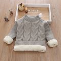 Autumn and Winter Kids' Sweater Boys' round Neck Sweater Girls' Thickened Fleece-Lined Base Pullover Baby Turtleneck Sweater. 