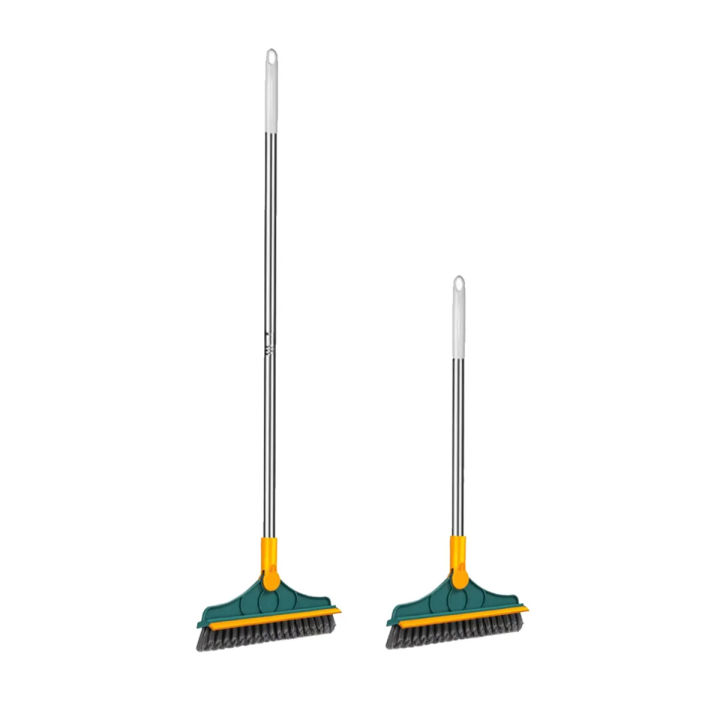 Floor Scrubber 3 In 1, Floor Scrub Brush With Squeegee, Long Handle Tub Tile Scrub Brush, Stiff