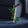 Temperament Elegant Retro Green Plant Imitation Emerald Bamboo Shape Brooch Pin For Women Brooches Suit Collar Dress Accessories.