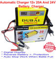 Automatic Battery Charge 12v and 24v 20AH Battery Charger Digital Display, Auto Stop When Battery Full,Fast and Efficient Charging for Multiple Battery Types. 