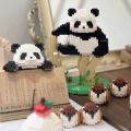 Compatible with LEGO National Treasure Panda Huahua Guo Lai Menglan model ornaments children's puzzle building block toys gifts. 