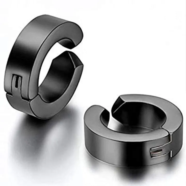 Black Stainless Steel Men's Earrings | Daraz.com.bd
