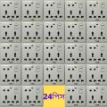 Electric 8 pin wall multi socket with Indicator 3 pin Double & 2 Pin With Switch 24 Psc.. 