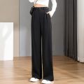 Women Chic Office Wear Straight Pants Vintage High Ladies Trousers Baggy Korean NEW Spring/Summer/Autumn Wide Leg Female.