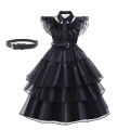 Wednesday Addams Cosplay Dress for Girl Kids Movie Wednesday Cosplay Costumes Black Gothic Dresses Halloween Party Women Clothes.