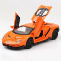 Lamborghini lumineuse Diecast Model Car 1:32 Metal Car with Light and Music Pull Back Car- Red & Orange.
