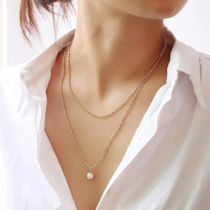Trendy%20Double%20Layer%20Pearl%20Pendant%20Necklace%20for%20Women%20New%20Collection%20-%20Necklace%20for%20Girls%20Stylish%20-%20Necklace%20for%20Girls%20Simple/%20Charming%20Women's%20Choker%20Chain%20-%20Image%204