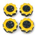 80mm Omnidirectional Mecanum Wheel for Robotics with Yellow Frame and Black Tire (4 Pieces).