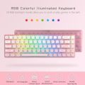 Womier WK68 60% Pink Gaming Mechanical Keyboard Mini RGB Keyboard Hot-Swappable Keyboard Wire Pudding PBT Keycap Red Switch. 