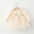 Baby Girls Solid Cream Color fashionable beautiful party dress for 6month,1,2,3,4 Years Babies.