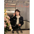 Vintage Cropped Tweed Jackets Women Elegant Black Thicken Coat Korean Single Breasted Blazer Casual Warm Short Outerwear Tops. 