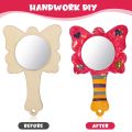 18 Pcs Wood Crafts Kids Mirrors Small Unfinished Mini Wooden Princess Mirror DIY Painting Mirrorshandheld Child.