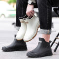 Cross-border rain boots men's short tube low-top rain boots anti-slip car wash water shoes plus fleece rubber shoes waterproof four seasons fashion water boots.