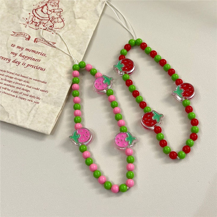 Trendy Mobile Strap Charm Beads Chain Bracelet Jewelry for Women Girls Anti-Lost Lanyard Accessories Gifts