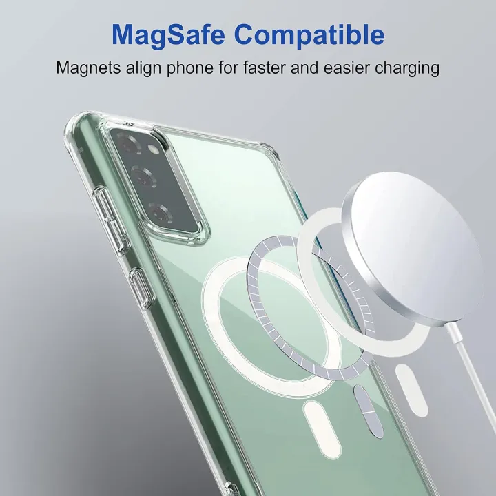Samsung%20Galaxy%20S20/S20%20Plus%20Case%20Clear%20Magnetic%20Compatible%20with%20Magsafe,%20Thin%20Slim%20Transparent%20Non%20Yellowing,%20Hybird%20Soft%20Silicone%20Bumper%20&%20Hard%20Plastic%20Protective%20Cover%20-%20Image%202