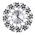 3D Wall Clock,Round Leaf Petals Metal Wall Clock, Dial With Arabic Numerals, Decorative Clock For Living Room, Bedroom, Office Space - galactic Black. 