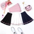 Harajuku Skirt Korean Skirt Women's Basic Versatile Stretchy Flared Casual Mini Skater Skirt Pink Skirt Unif Pleated Skirt. 