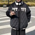 Baseball Uniform Cotton Clothes Men and Women Winter2022New Letter Cotton Clothing Hong Kong StyleinsDiamond Lattice Couple Jacket Coat.