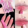 Love Heart Shaped Lipstick Pen Lip Glaze Jelly Mirror Flower Lip Gloss Moisturising Lipstick Stick Transparent Korean Cosmetics. 
