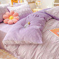 Home Textile Winter Coral Velvet Quilt Cover Four Piece Set Seersucker Duvet Cover Bed Sheet Pillowcase Comforter Bedding Set. 
