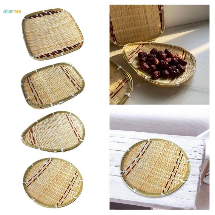 Bamboo Basket Tray Woven Fruit Basket for Countertops Cabinets Bedroom