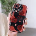 Jizetin for Samsung S22 Ultra 5G Back Cover Back Cover Red Rose Cream Wavy Edge Soft Silicone Phone Case.