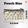 Pencil Bag/Pouch/ Mini Cosmetics Bag/Mobile Purse/Coin Pouch Canvas Fabric love design Mini Pouch White Color with Zipper for Fashionable Women & Girls. 