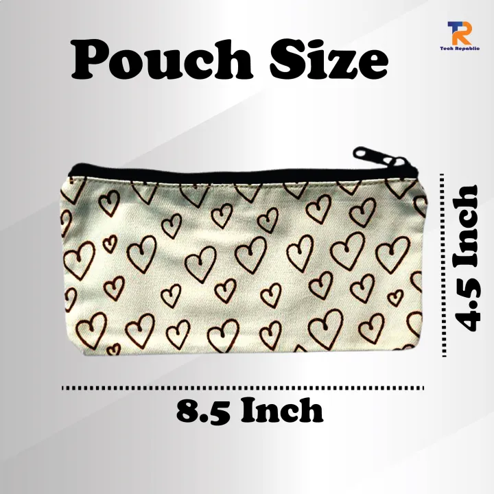 Pencil%20Bag/Pouch/%20Mini%20Cosmetics%20Bag/Mobile%20Purse/Coin%20Pouch%20Canvas%20Fabric%20love%20design%20Mini%20Pouch%20White%20Color%20with%20Zipper%20for%20Fashionable%20Women%20&%20Girls%20-%20Image%203