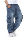 Men Jeans Baggy Hip Hop Jeans Multi Pockets Skateboard Cargo Jeans For Men Tactical Joggers Denim Pants Size 38-46. 