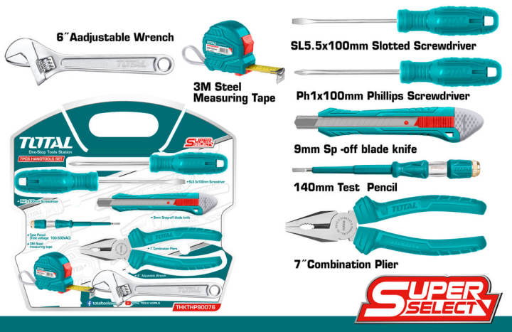 HAND TOOLS SET 7PCS TOTAL-THKTHP90076