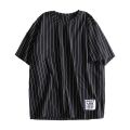 Man Big Size Summer Short-sleeved Cotton T-shirt Fashion Casual Fat Guy Loose Vertical Striped Large Size Shirt Man Size XL-6XL.