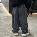 Children Denim Pants 2023 Spring Autumn New Fashionable Cargo Jeans Boy Korean Style Casual Handsome Full Length Pocket Pants. 